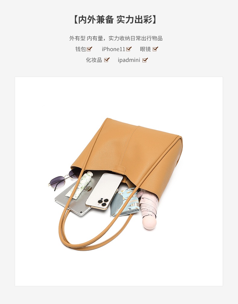 商品[国内直发] GLENVINTEN|格岚云顿真皮头层牛皮秋冬女包2022新款大包百搭潮通勤单肩包真皮质感大容量托特包,价格¥281,第7张图片详细描述