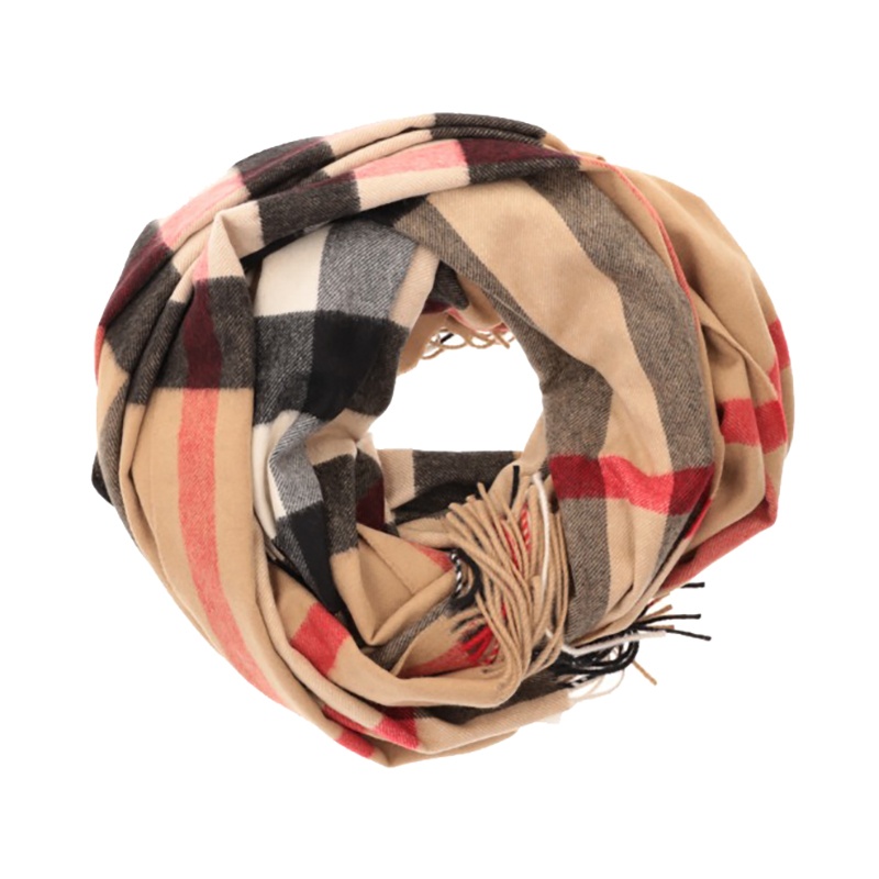 商品Burberry|Burberry/博柏利 新款格纹米色羊绒围巾披肩 女款 80784411,价格¥2610,第2张图片详细描述
