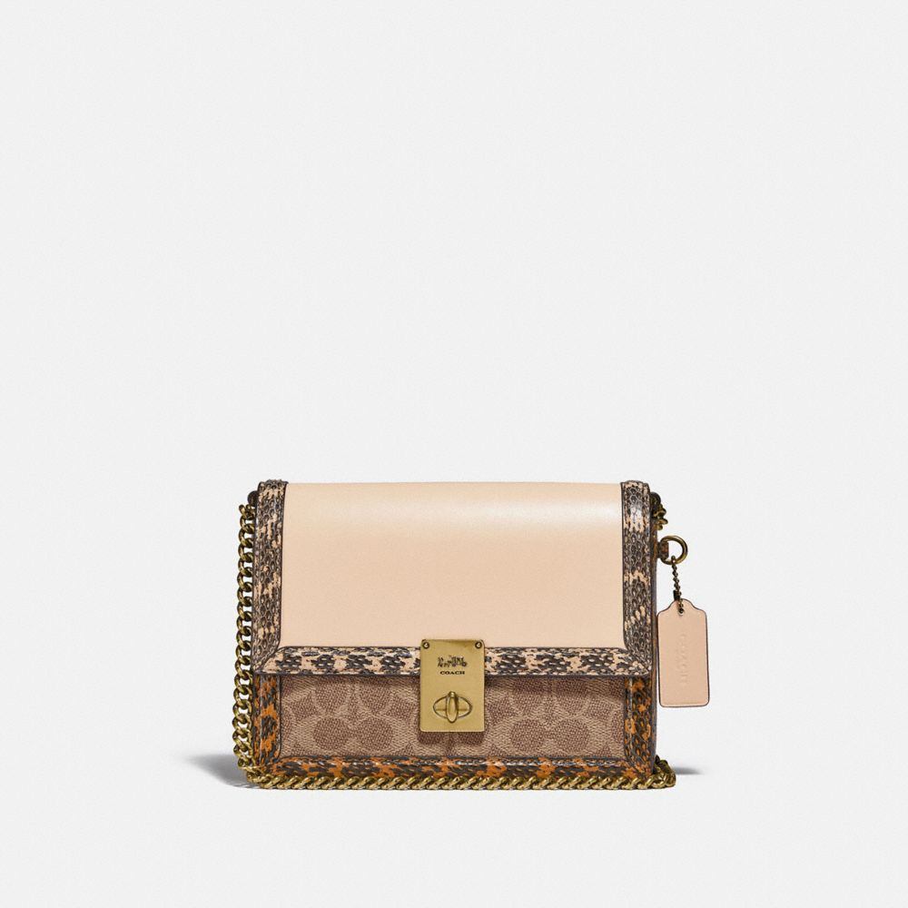 商品[国内直发] Coach|COACH新款蔻驰女包专柜款Hutton撞色个性蛇皮单肩斜挎包棕色送女友礼物89068 B4PVR,价格¥2641,第10张图片详细描述