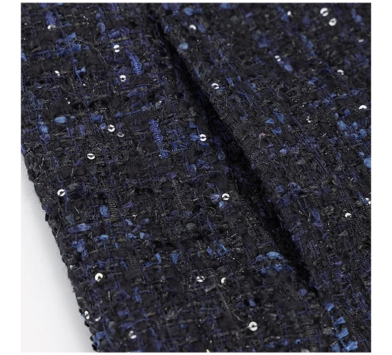 商品Emporio Armani|EMPORIO ARMANI 女式黑色小香风蓝色细节立领中长款大衣外套 3H2L80-2NWIZ-F901,价格¥3509,第8张图片详细描述