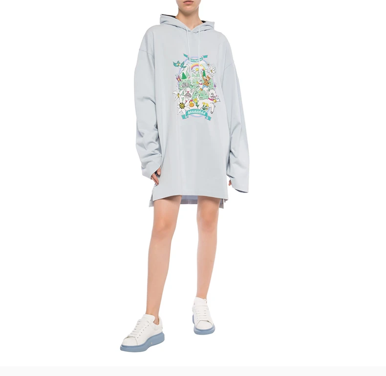 商品Vetements|VETEMENTS 女士浅蓝色印花棉质连帽卫衣 UAH20TR698-BLUE,价格¥2233,第8张图片详细描述
