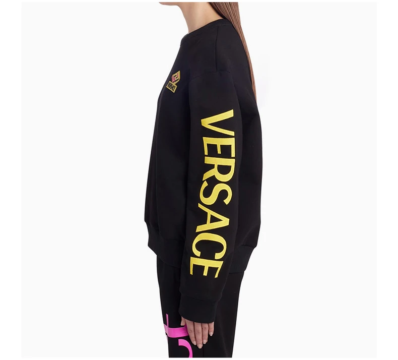商品Versace|VERSACE 女士黑色霓虹标志图案运动衫 10021731-A01174-1B000,价格¥3624,第5张图片详细描述