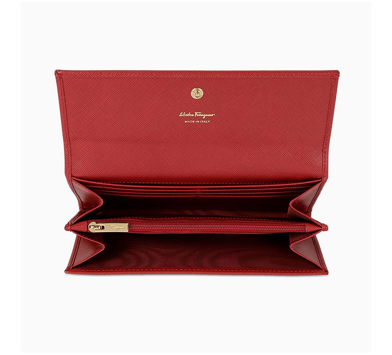 商品[国内直发] Salvatore Ferragamo|SALVATORE FERRAGAMO 女士大红色长款零钱包 22-7121-549868,价格¥2605,第5张图片详细描述