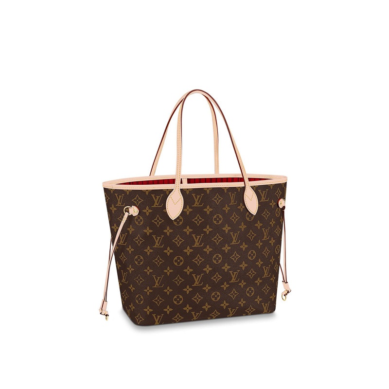 商品Louis Vuitton|【现货】路易威登  经典款NEVERFULL MM 女士棕色老花内里红色小牛皮单肩手提购物袋,价格¥13180,第3张图片详细描述