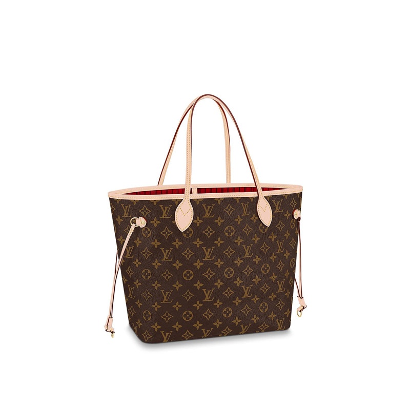 商品Louis Vuitton|【预售十天】路易威登  经典款NEVERFULL MM 女士棕色老花内里红色小牛皮单肩手提购物袋,价格¥13309,第3张图片详细描述