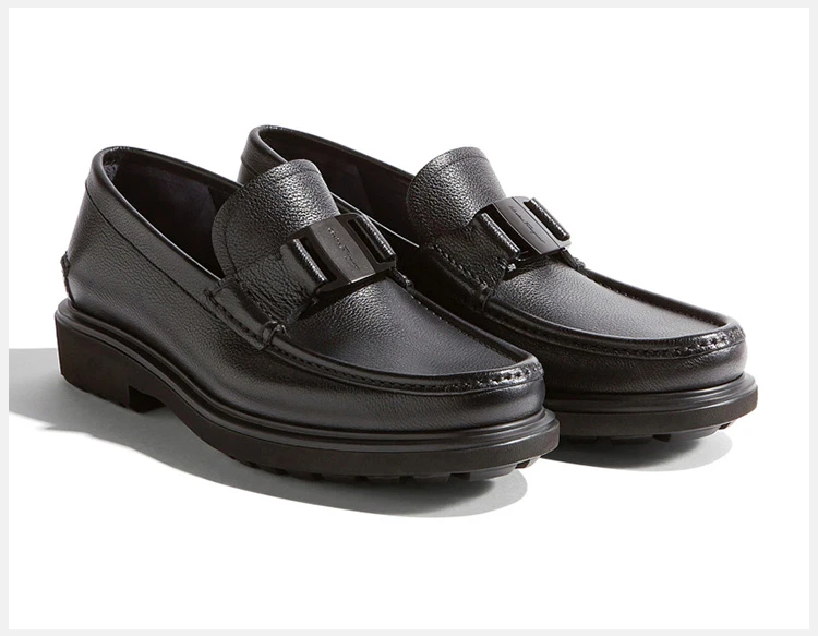 商品Salvatore Ferragamo|Salvatore Ferragamo 菲拉格慕 男士黑色VARA扣饰休闲乐福鞋 02-9390-673838,价格¥2855,第5张图片详细描述