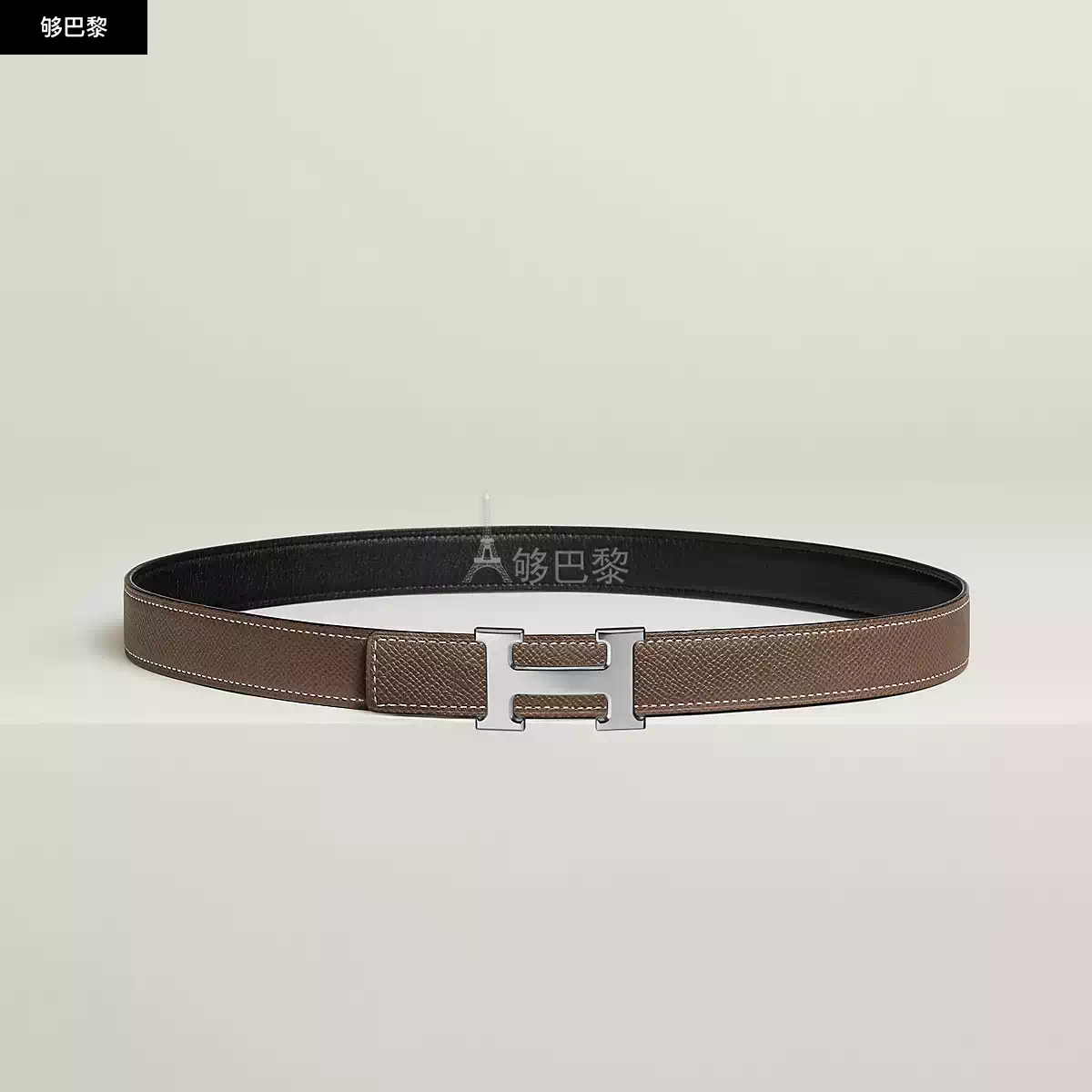 商品Hermes|【预售】 爱马仕 24秋冬 女士 腰带 Boucle de ceinture Mini H & Cuir de ceinture réversible 24 mm H079645CK05 | H052150CABU,价格¥6950,第4张图片详细描述