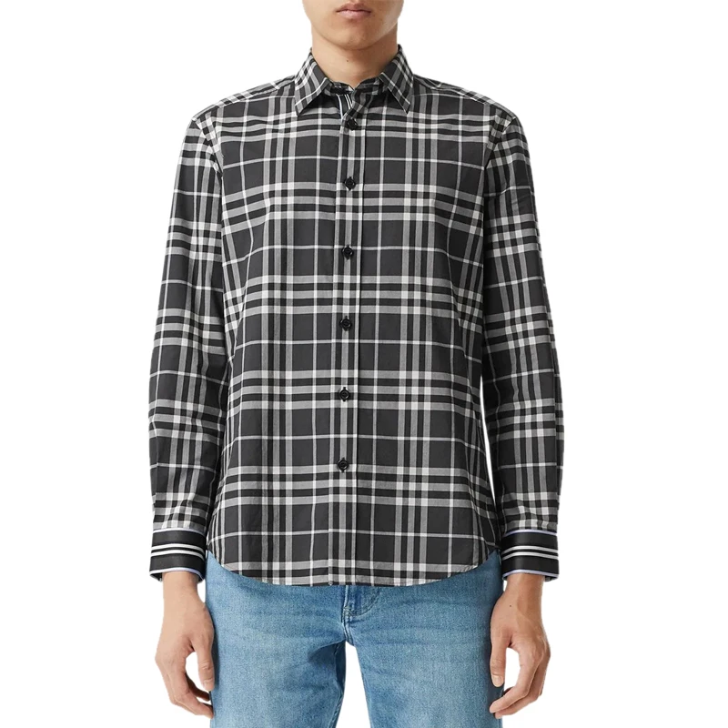商品Burberry|BURBERRY 男士灰色格子衬衫 8029879,价格¥2155,第5张图片详细描述