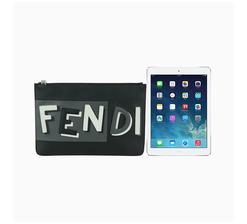 商品[国内直发] Fendi|Fendi 芬迪 男士黑灰色白色皮革手拿包 7N0078-A0YU-F0P7D,价格¥5972,第8张图片详细描述