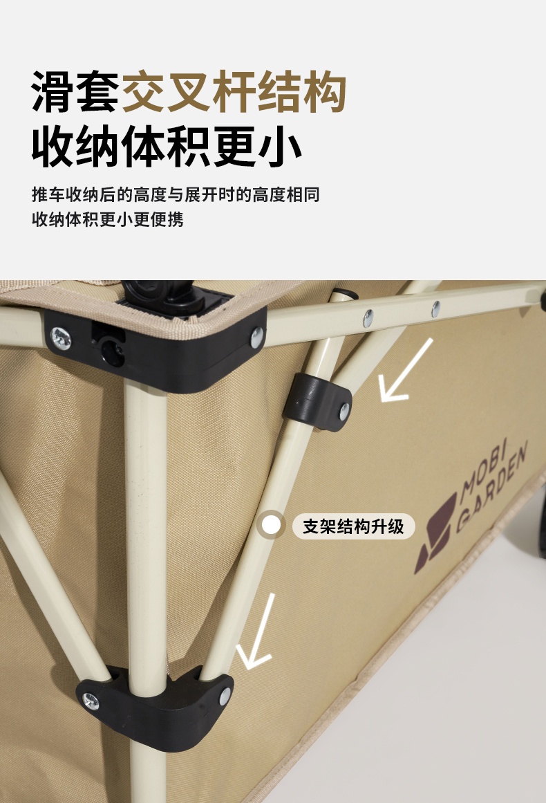 商品[国内直发] MobiGarden|云际营地车 户外露营大容量四向折叠推车宽轮带刹车200L营地车,价格¥417,第9张图片详细描述