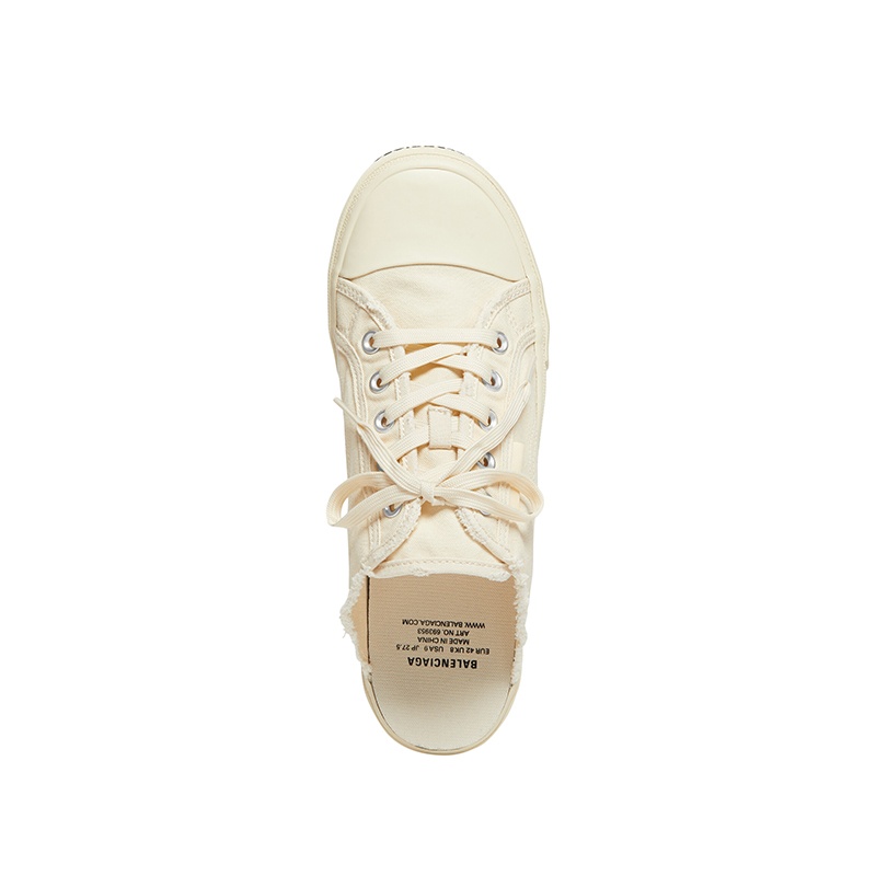 商品Balenciaga|Balenciaga/巴黎世家 经典款 女士白色磨损棉质材料露跟穆勒鞋帆布鞋,价格¥4047,第6张图片详细描述