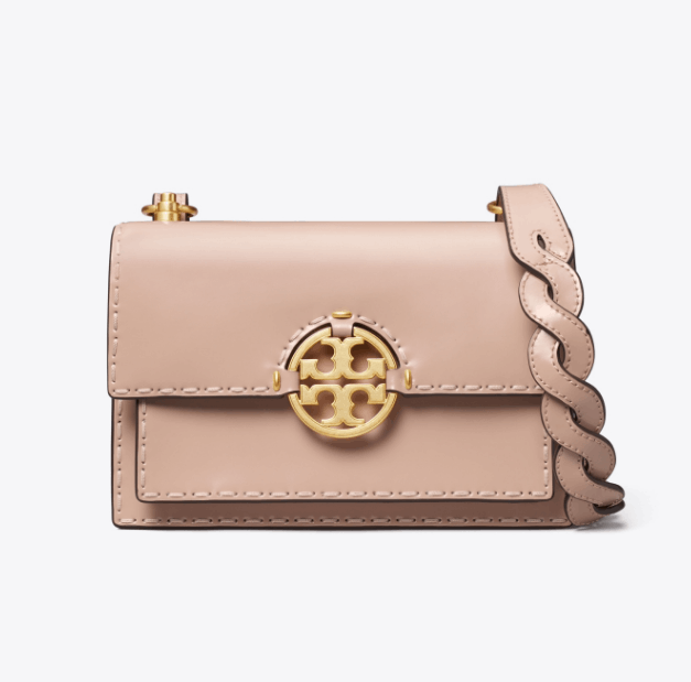 商品[国内直发] Tory Burch|TORY BURCH汤里柏琦 女士粉色漆皮单肩斜挎包145997-288,价格¥4650,第1张图片详细描述