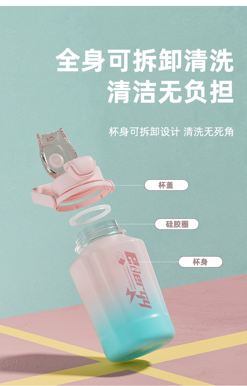 商品[国内直发] INBER|婴蓓儿童直饮杯复古网红个性大容量颜值男女生夏季防漏水杯水壶,价格¥44,第8张图片详细描述