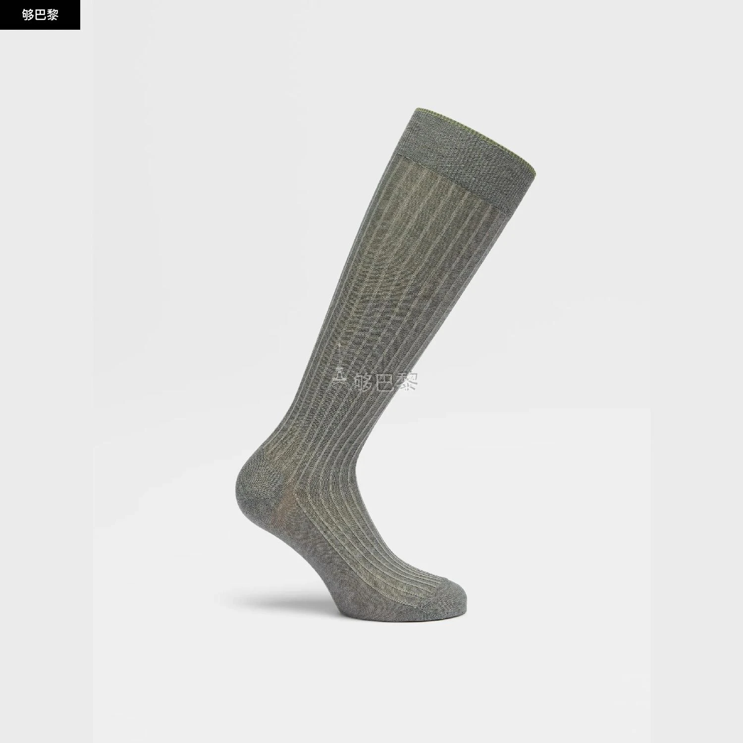 商品Zegna|包邮包税【预售7天发货】 ZEGNA杰尼亚 23秋冬 男士 袜子 LIGHT GREY MÉLANGE COTTON BLEND RIBBED MID CALF SOCKS N5V40-574-052,价格¥557,第6张图片详细描述