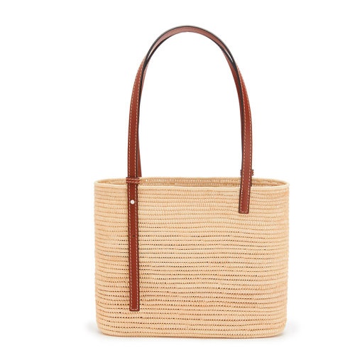 商品Loewe|LOEWE/罗意威    Square Basket系列 女士小号天然/山核桃拉菲草/小牛皮方形压纹Anagram单肩包手提斜挎包  A223099X02-9943,价格¥4955,第8张图片详细描述