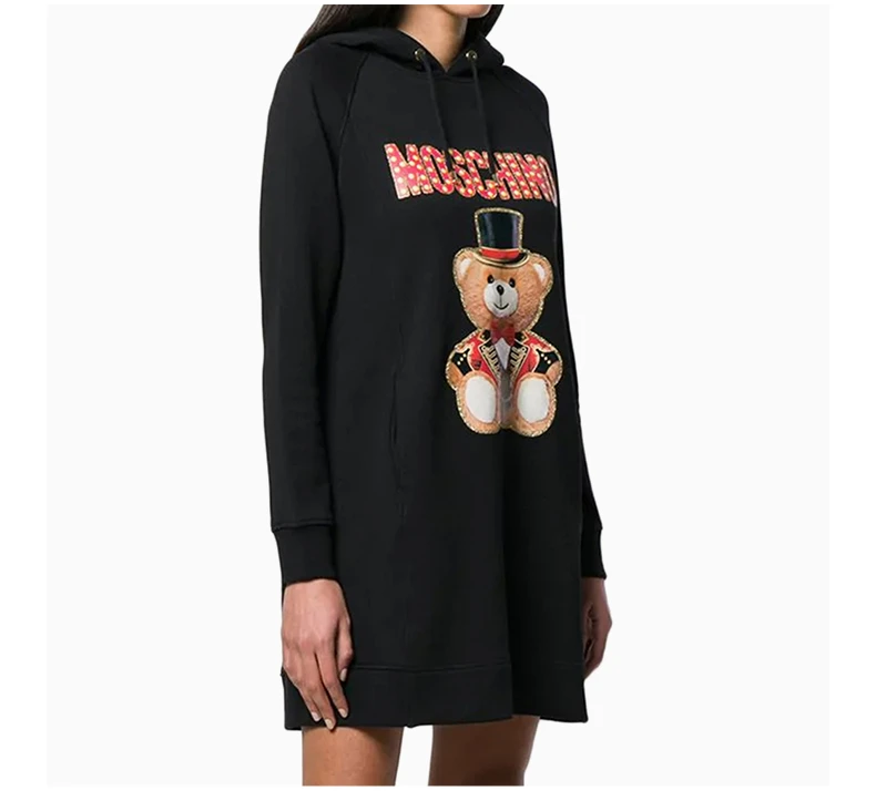 商品Moschino|Moschino 莫斯奇诺 黑色女士卫衣式连衣裙 EV0453-0527-3555,价格¥3379,第5张图片详细描述