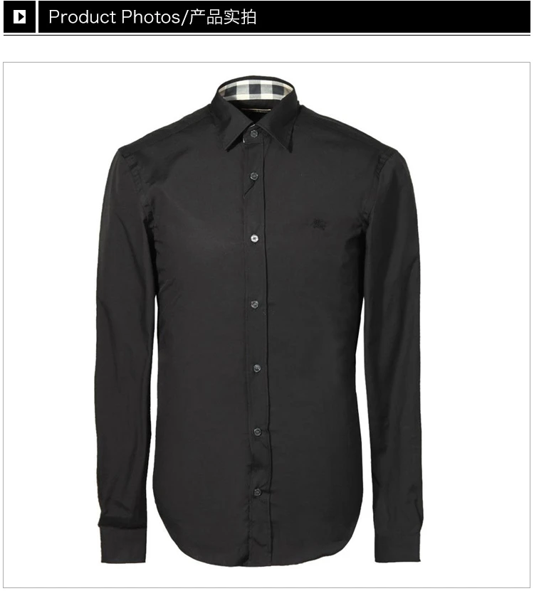 商品Burberry|Burberry 博柏利 男士黑色翻领长袖衬衫 3773813,价格¥840,第22张图片详细描述