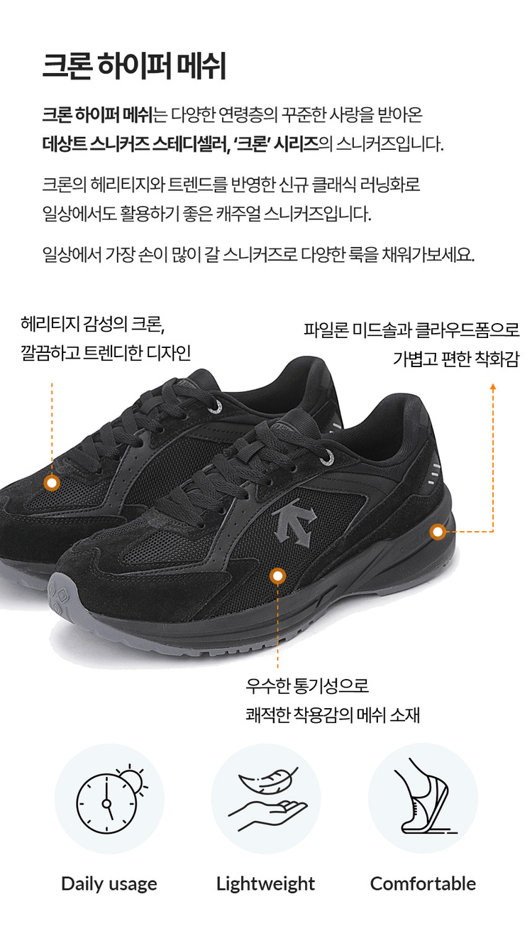 商品【预售商品15天发货】 DESCENTE|【Brilliant|包邮包税】中性黑灰超轻网面运动鞋SP323LCR79-BLK0,价格¥755,第2张图片详细描述