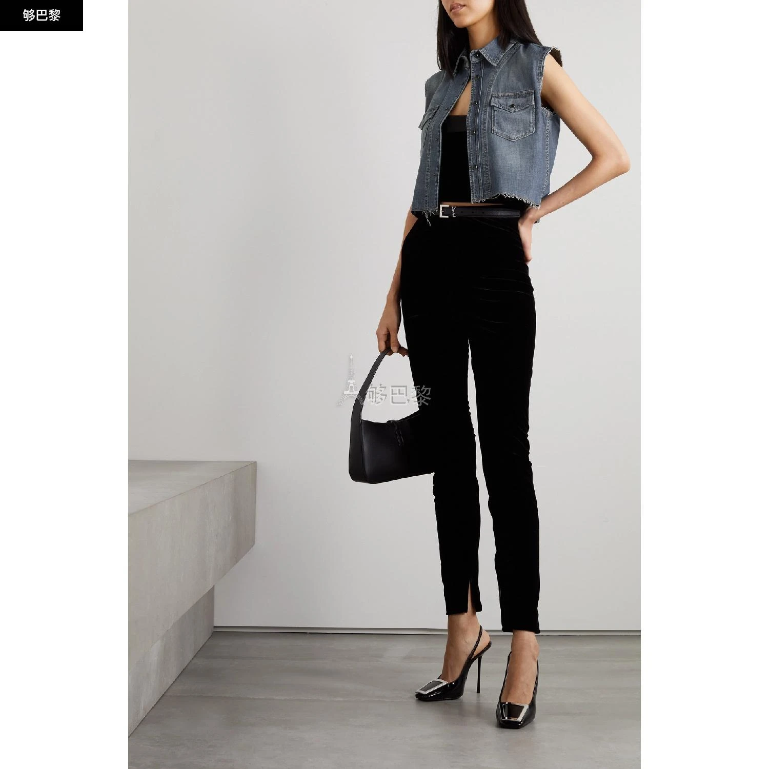 商品Yves Saint Laurent|包邮包税【预售7天发货】 YSL圣罗兰SAINT LAURENT 23秋冬 女士 马甲 磨边牛仔马甲 38063312419756657 694551Y02TA4372 ,价格¥4798,第5张图片详细描述