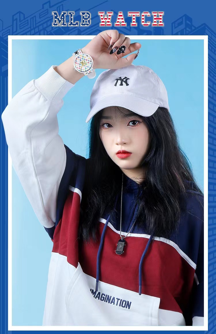 商品[国内直发] MLB|硅胶表带石英表潮流个性男表防水女表NY616,价格¥266,第1张图片详细描述