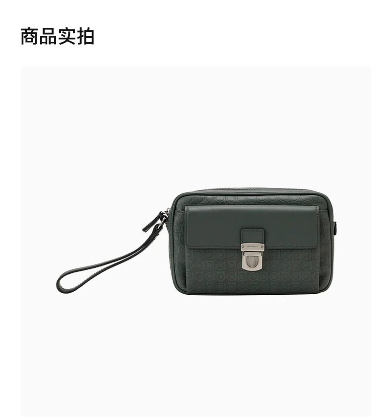 商品Salvatore Ferragamo|SALVATORE FERRAGAMO 绿色女士手拿包 24-9694-608811,价格¥3623,第3张图片详细描述