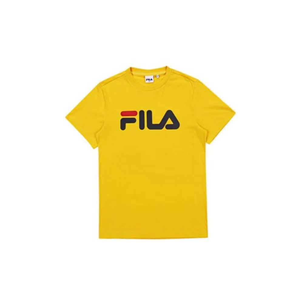 商品Fila|【享贝家】斐乐FILA 简约字母Logo休闲短袖T恤 男女同款 黄色 FS2RSB2001XYEW Q,价格¥106,第1张图片详细描述