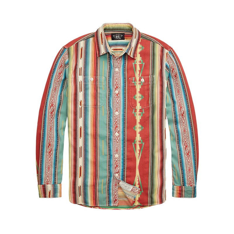商品Ralph Lauren|拉夫劳伦 男士多色条纹纯棉提花长袖工装��衬衫,价格¥3003,第4张图片详细描述