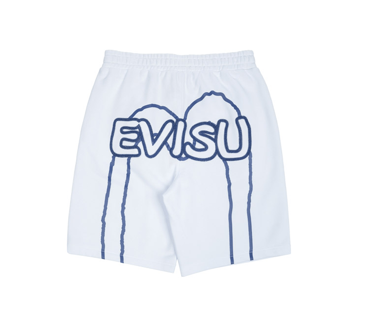 商品Evisu|【享贝家】韩版Evisu 惠美寿福神新款休��闲短裤运动短裤 蓝色/白色（预售款，10天发货）EU2UZP702,价格¥172,第6张图片详细描述