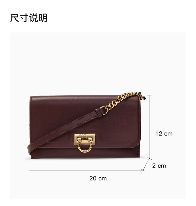 商品Salvatore Ferragamo|SALVATORE FERRAGAMO 酒红色女士单肩包 22-D969-733023,价格¥5138,第5张图片详细描述
