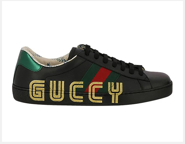 商品[国内直发] Gucci|GUCCI 古驰 男士字母花卉印花黑色休闲运动鞋 523455-0G290-1074,价格¥6533,第4张图片详细描述