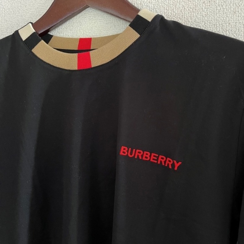 商品Burberry|BURBERRY/博柏利 男士黑色棉质圆领长袖T恤 80751871,价格¥1009,第4张图片详细描述