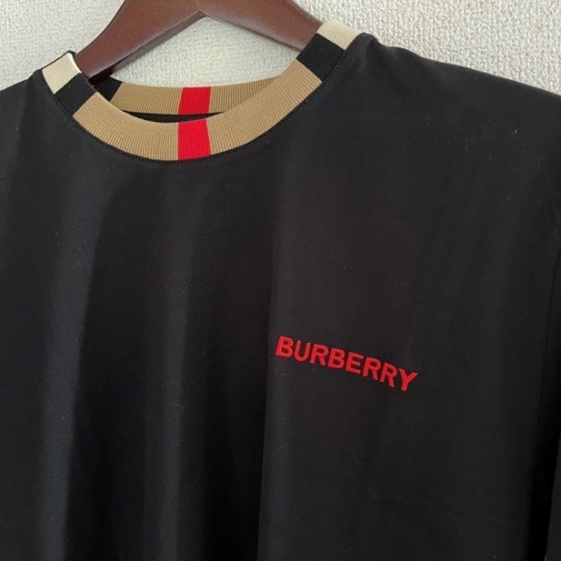 商品Burberry|BURBERRY/博柏利 男士黑色棉质圆领长袖T恤 80751871,价格¥934,第4张图片详细描述