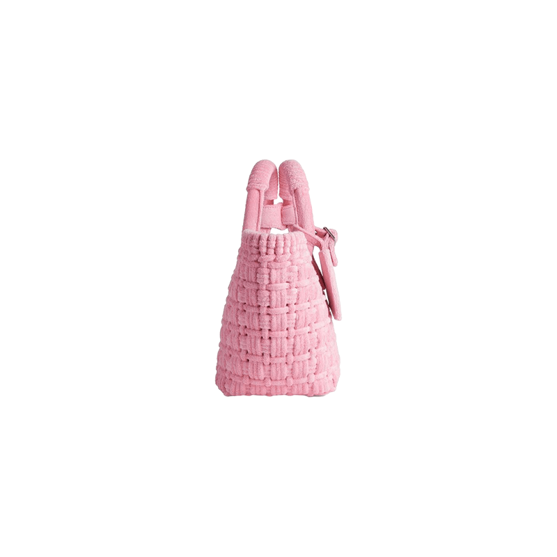 商品Balenciaga|巴黎世家 23新款 BISTRO女士XS号粉色毛巾布篮子单肩/手提包 6713422AAF05890,价格¥9115,第2张图片详细描述