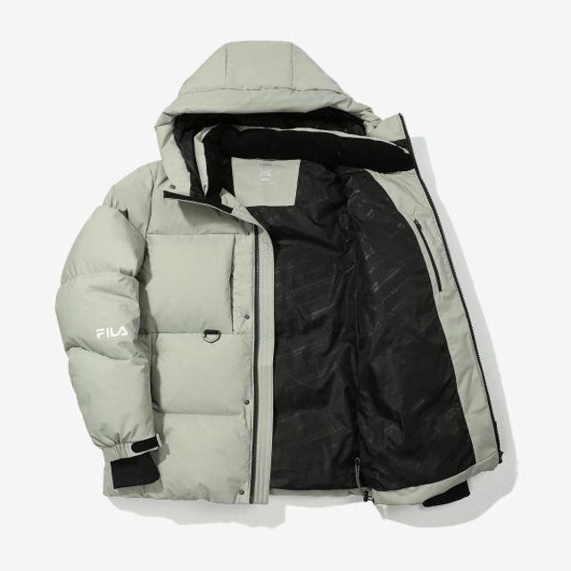 商品Fila|【享贝家】FILA 秋冬新款经典logo防风帽子羽绒服 黑色/灰色/浅绿色（预售款，10天发货）黑色FS2DJD4205M-BLK/灰色FS2DJD4205M-CIN/浅绿色FS2DJD4205M-EGY,价格¥672,第6张图片详细描述