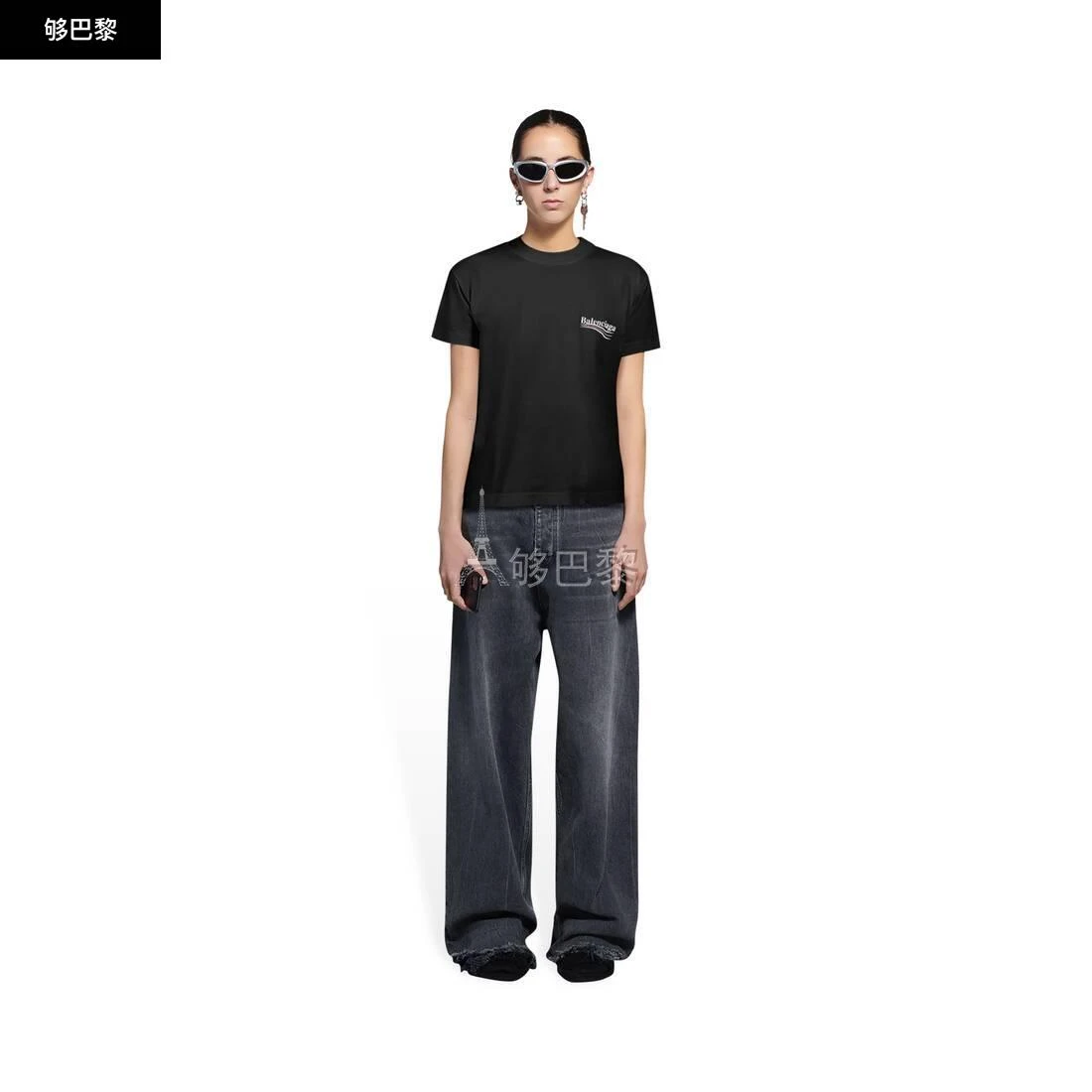 商品Balenciaga|包邮包税【预售7天发货】 BALENCIAGA巴黎世家 23秋冬 女士 短袖T恤 POLITICAL CAMPAIGN女士修身T恤 612964TIV521070,价格¥4589,第7张图片详细描述