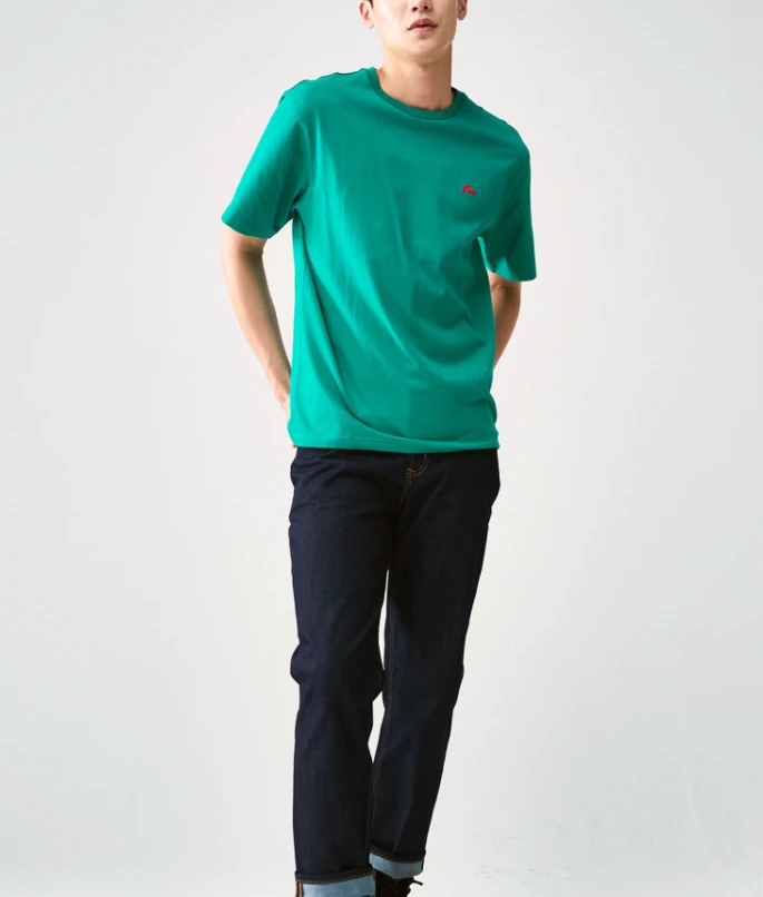 商品Evisu|【享贝家】（国内现货-QD） Evisu 福神 纯色小标圆领休闲宽松短袖T恤 男女同款 绿色 EU5UTS925GN,价格¥168,第6张图片详细描述