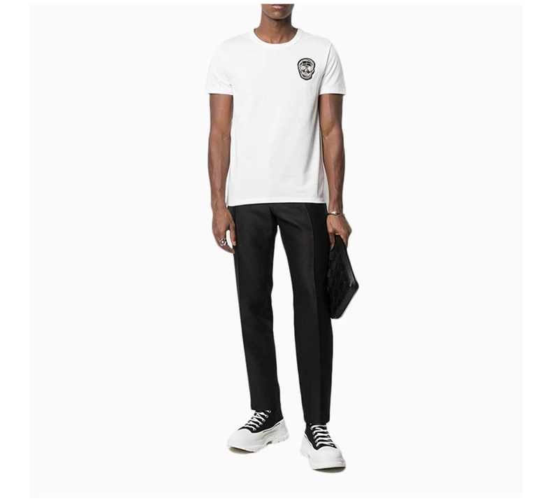 商品Alexander McQueen|ALEXANDER MCQUEEN 亚历山大·麦昆 男士白色T恤 631390-QPX03-9000,价格¥2174,第8张图片详细描述