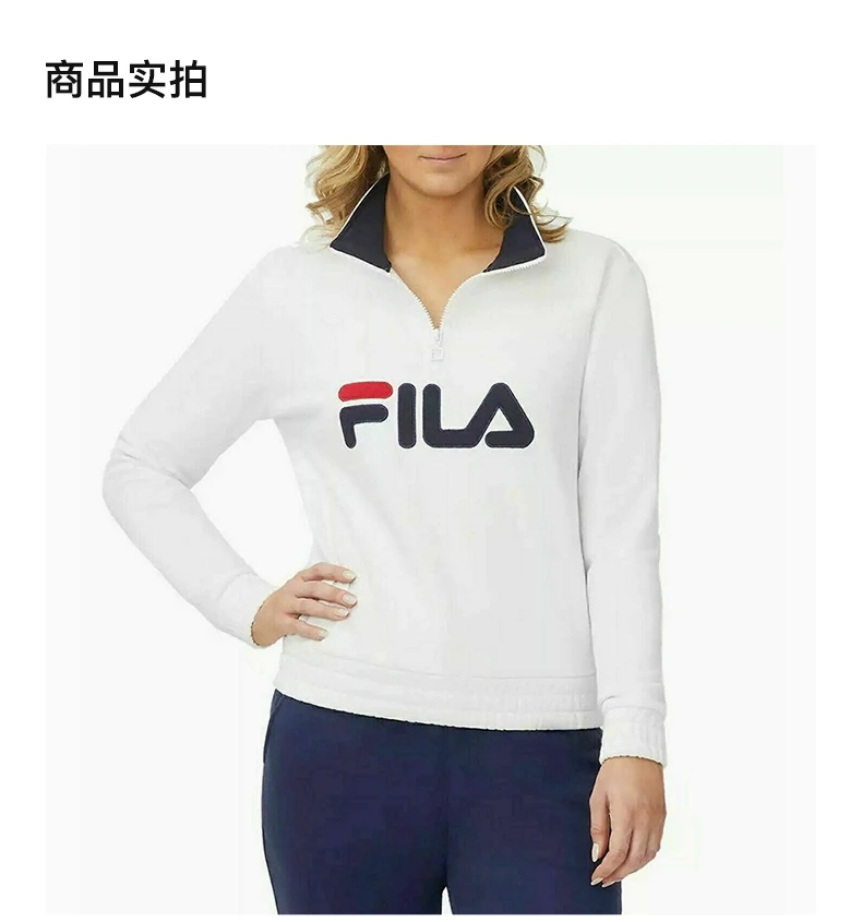 商品[国内直发] Fila|FILA 白色女士卫衣/帽衫 1404585-WHT-PEAC,价格¥180,第4张图片详细描述