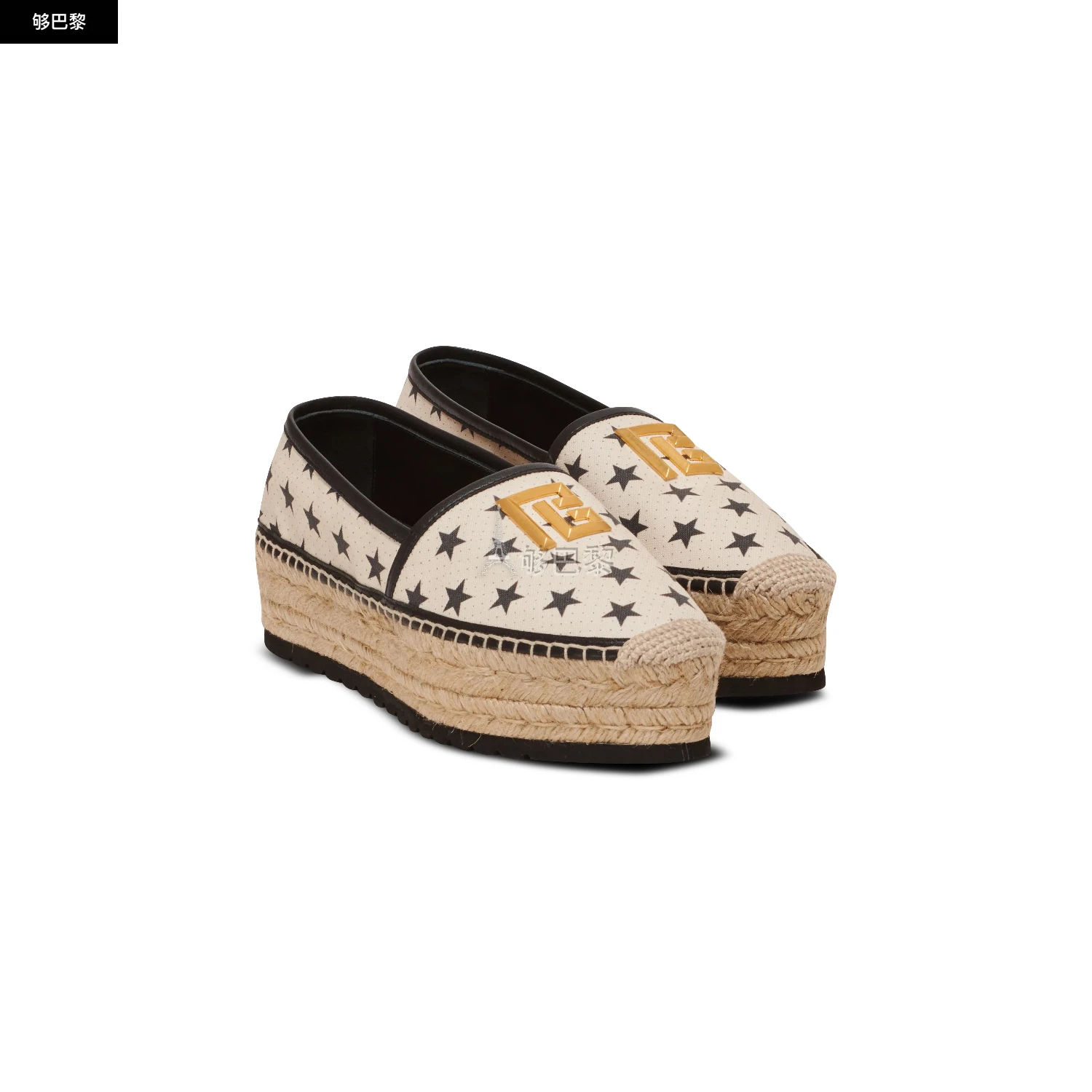 商品Balmain|【预售】 巴尔曼 24秋冬 女士 厚底鞋 ESPADRILLES ALEX IMPRIMÉ ÉTOILES CN1UG866TEPCEJW,价格¥5886,第4张图片详细描述