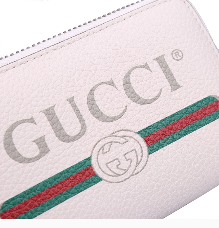 商品[国内直发] Gucci|GUCCI 古驰 白色牛皮字母��印花中性零钱包 496319-0GCAT-8820,价格¥4469,第8张图片详细描述