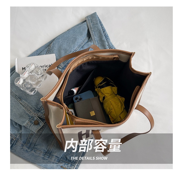 商品[国内直发] GLENVINTEN|格岚云顿大容量包包女2022新款女包时尚通勤单肩包字母质感手提托特帆布包,价格¥113,第6张图片详细描述