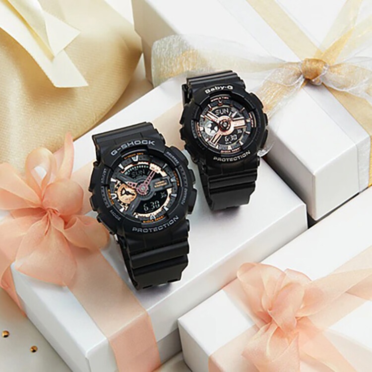 商品Casio|卡��西欧（CASIO）G-SHOCK手表男女大盘时尚双显多功能防水防震运动电子潮流节日礼物男表 黑玫瑰金GA-110RG-1A-黑香槟色配色-GA-110RG-1A,价格¥1131,第5张图片详细描述