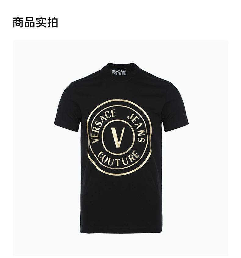 商品[国内直发] Versace|VERSACE JEANS 男黑色短袖T恤 72GAHT03-CJ00T-G89,价格¥629,第4张图片详细描述