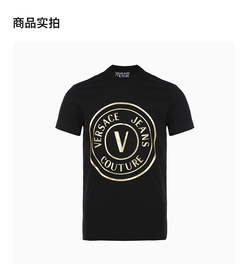 商品[国内直发] Versace|VERSACE JEANS 男黑色短袖T恤 72GAHT03-CJ00T-G89,价格¥593,第4张图片详细描述