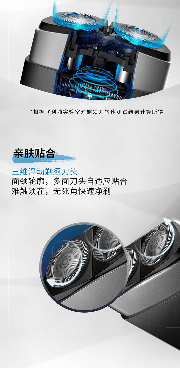 商品[国内直发] Philips|飞利浦电动剃须刀PQ888刮胡刀男士智能便携迷你须刀,价格¥796,第3张图片详细描述
