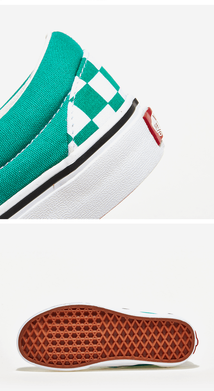 商品Vans|【韩国直邮|包邮包税】万斯 CLASSIC SLIP-ON  运动鞋 一脚蹬 懒人鞋  VN0A5JMHB00 (CHECKERBOARD) PEPPER GREEN/TRUE WHITE,价格¥407,第11张图片详细描述