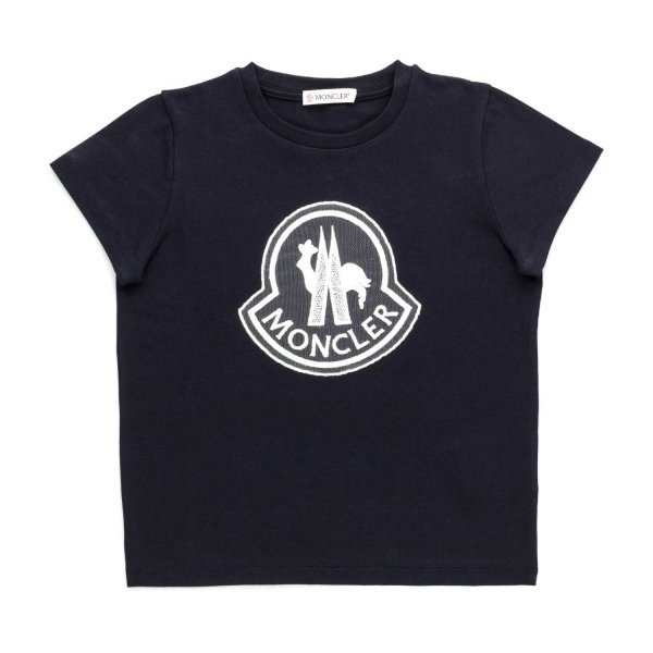 商品Moncler|MONCLER 女童深蓝色棉质短袖T恤 8069505-8790A-778,价格¥919,第3张图片详细描述
