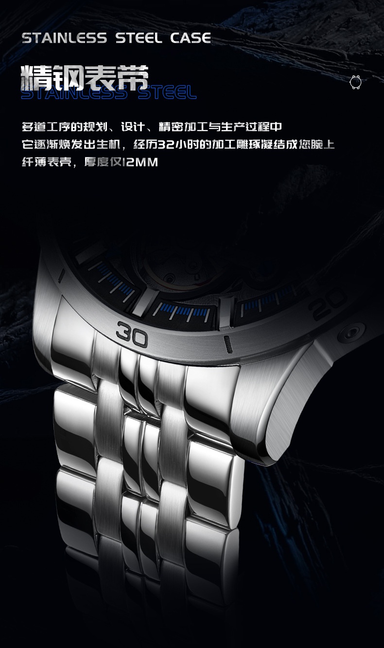 商品[国内直发] Mark Fairwhale|马克华菲品牌手表男士陀飞轮商务多功能机械表,价格¥526,第10张图片详细描述