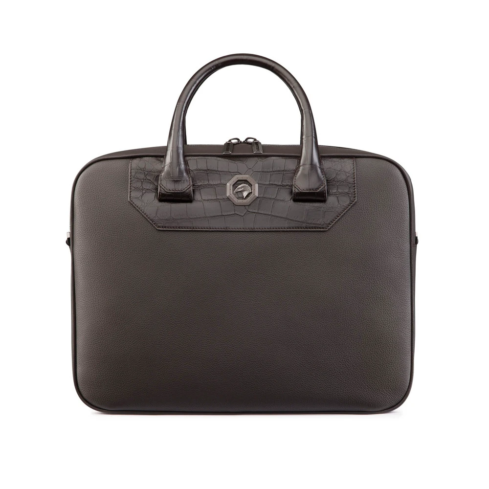 商品Stefano Ricci|【预售】 史蒂芬 25春夏 男士 公文包 Calfskin and matted crocodile business bag ND225R5TU-MRCS.M019 ,价格¥56338,第1张图片