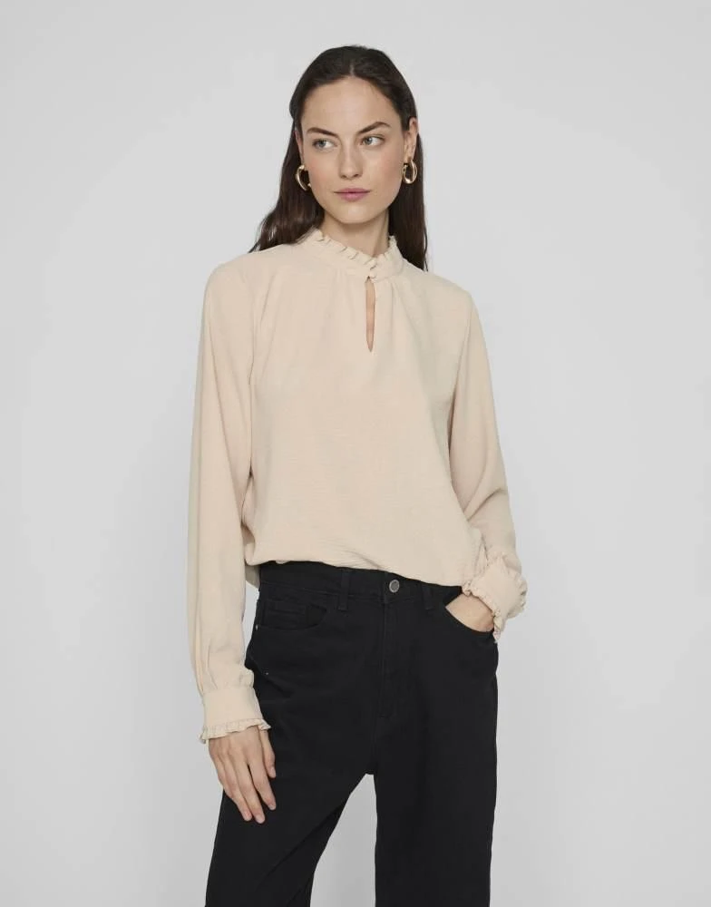 商品Vila|Vila Long sleeved top in beige,价格¥339,第1张图片